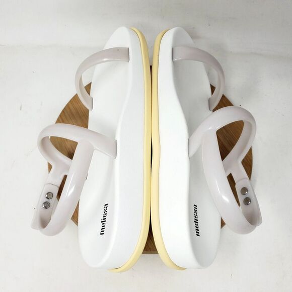 Melissa Soft Wave Sandals Womens 9 Jelly‎ White Grey Beach Pool Strappy Shoes - Picture 9 of 12